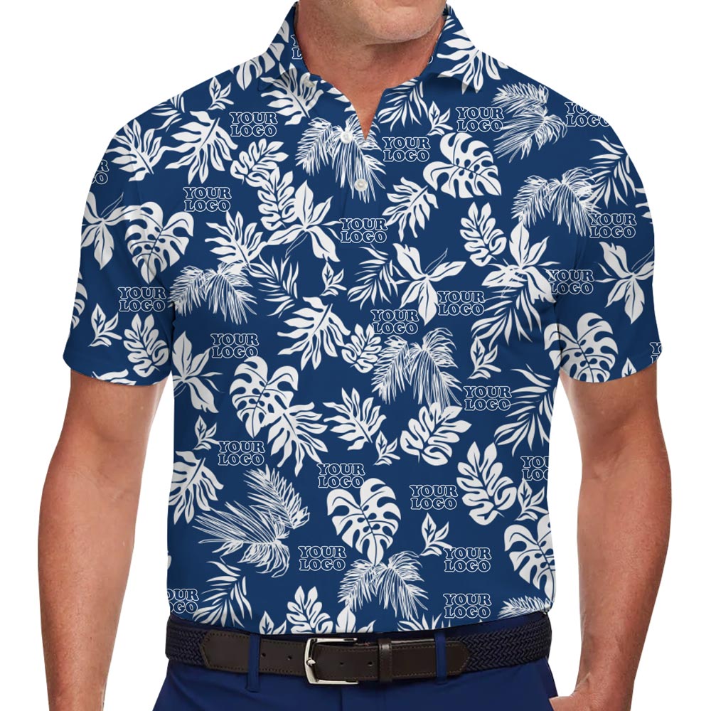 Custom Company Logo Tropical Golf Shirt With Preview - variant image 1