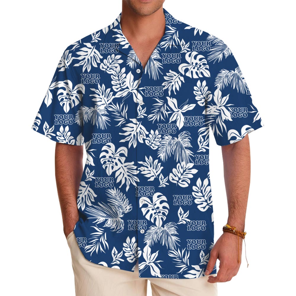 Tropical Leaf Custom Hawaiian Shirt With Company Logo - variant image 1