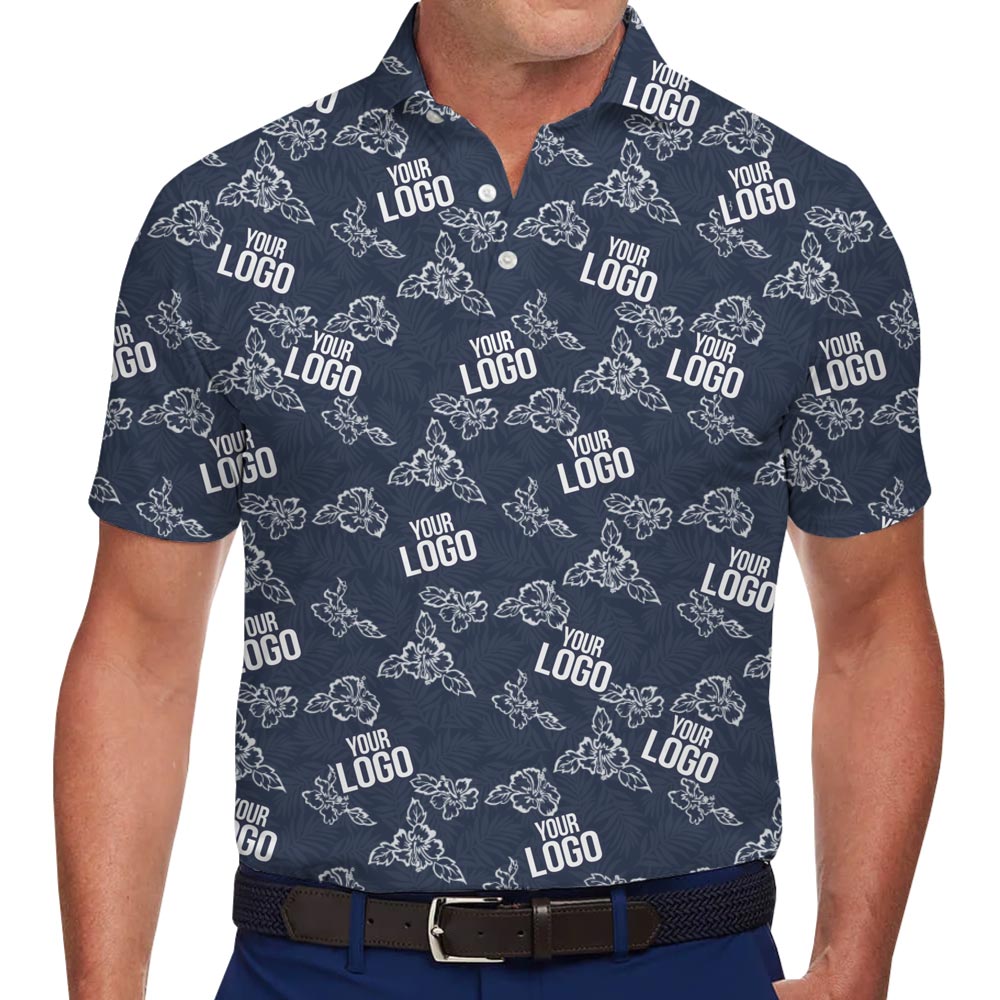 Personalized Floral Collared Polo Shirt With Logo And Color - variant image 1