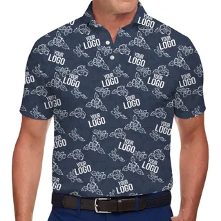 Personalized Floral Collared Polo Shirt With Logo And Color