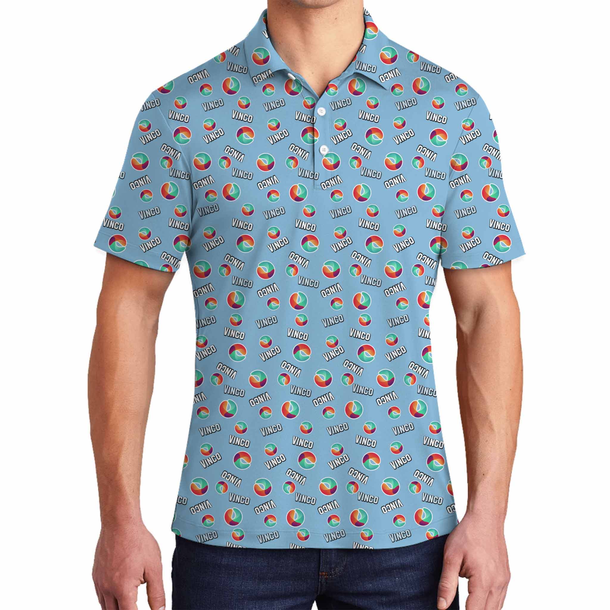 Blue Custom Name and Logo Polo Shirts with Live Preview - variant image 1