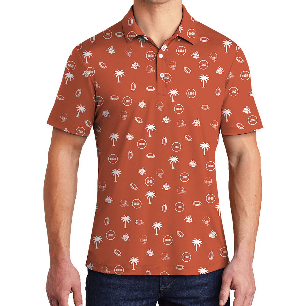 Custom Logo Tropical Baseball Orange Polo Shirt - variant image 1