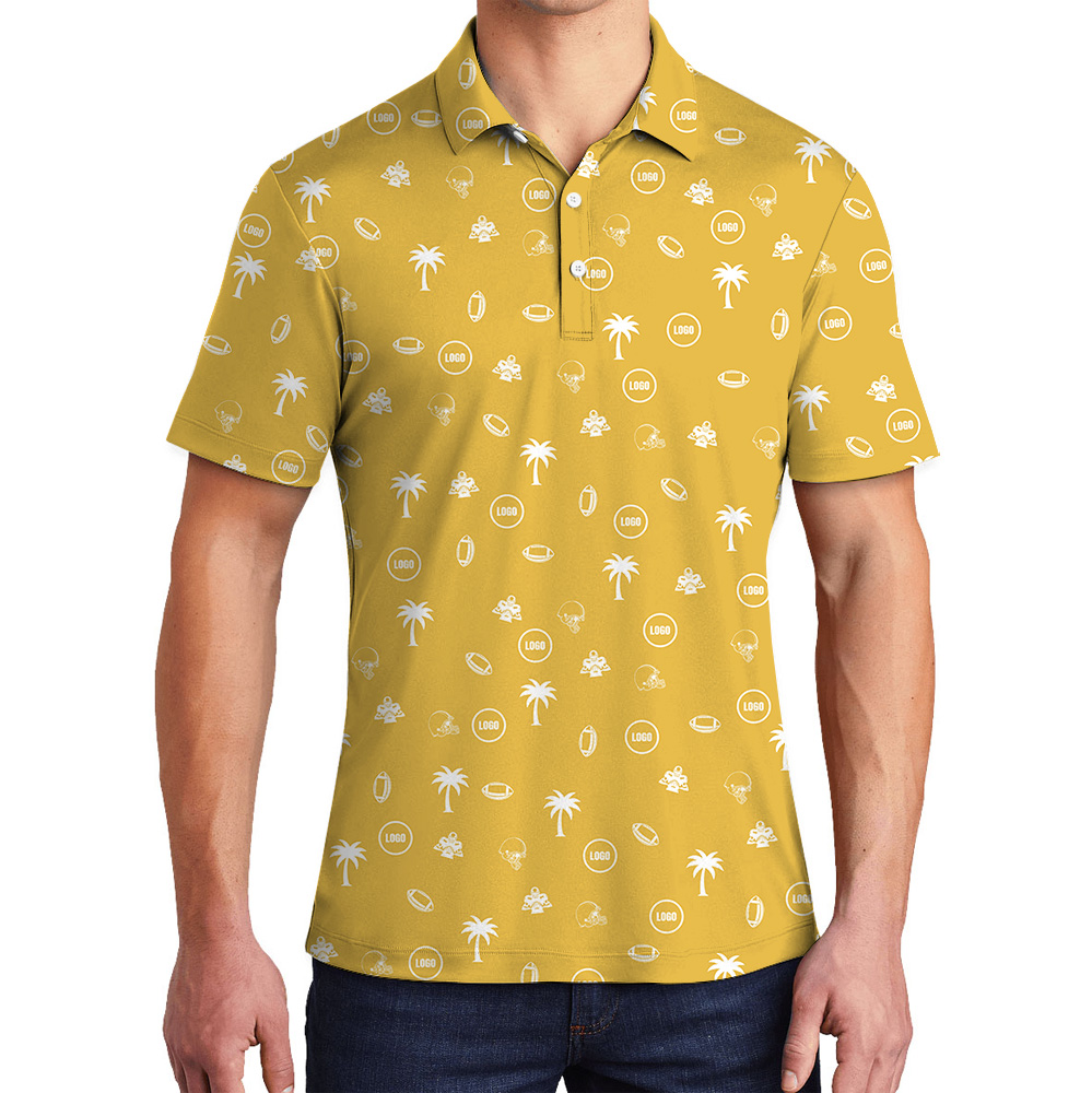 Yellow Custom Logo Baseball Palm Polo Shirt - variant image 1