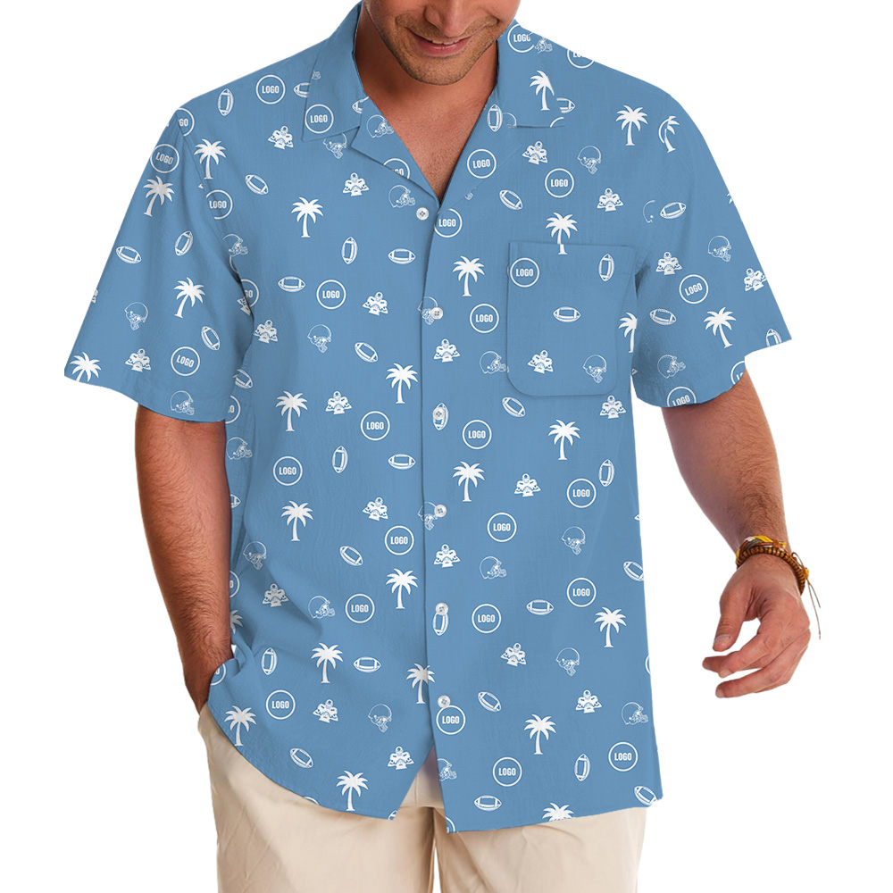 Blue Baseball Hawaiian Shirt With Custom Logo - variant image 1