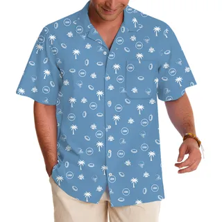 Blue Baseball Hawaiian Shirt With Custom Logo