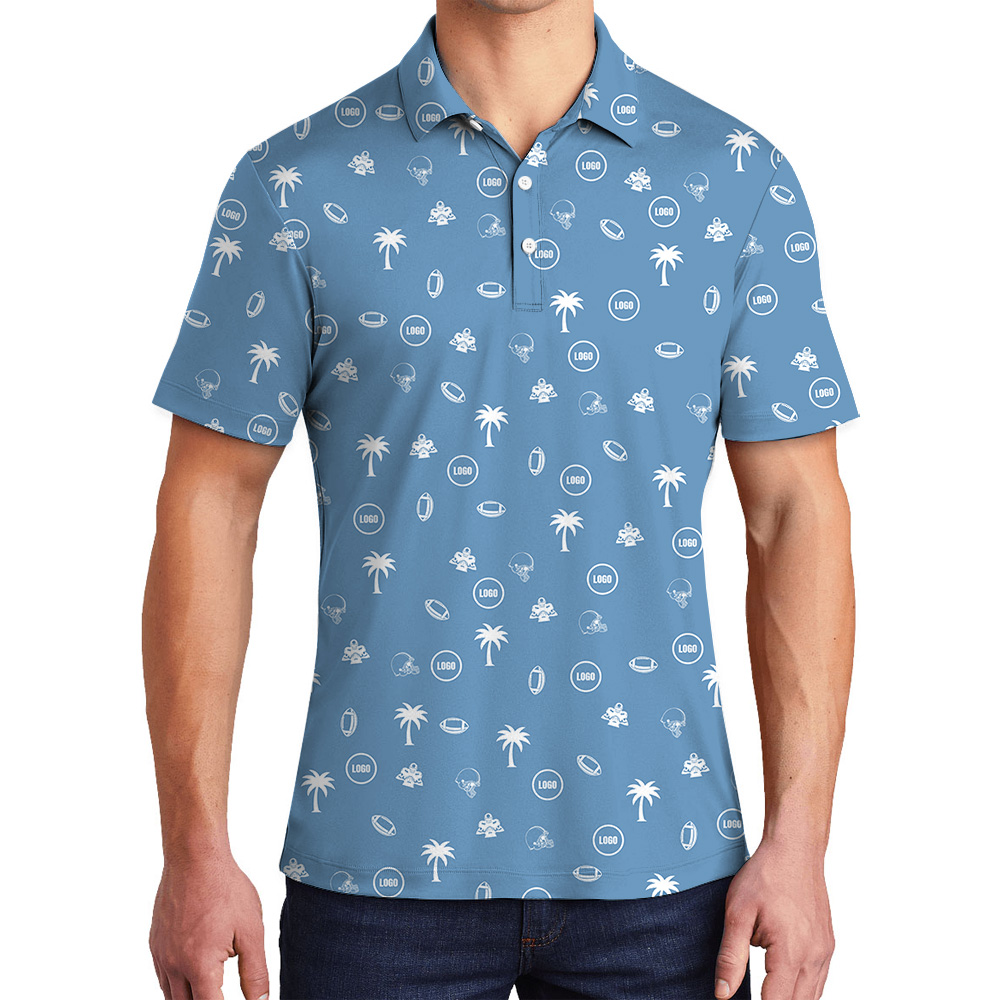 Blue Baseball Polo Shirt With Custom Logo - variant image 1