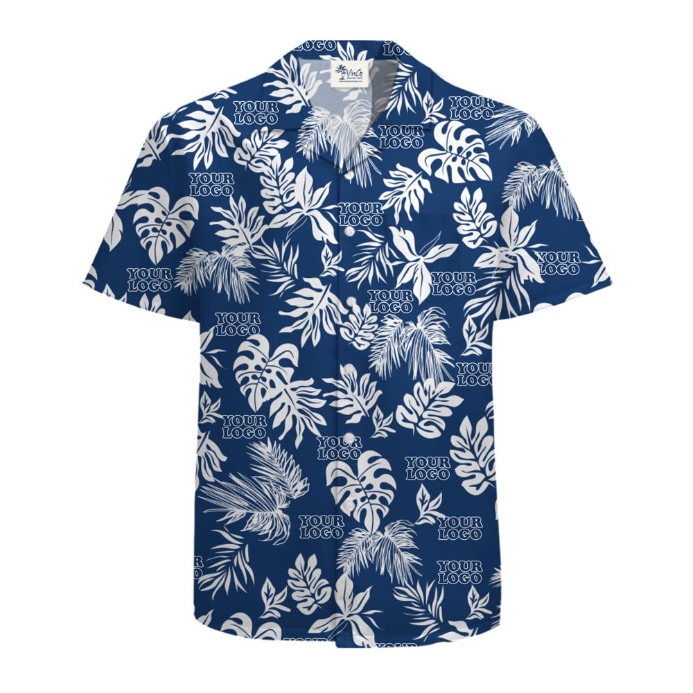 Tropical Leaf Custom Hawaiian Shirt With Company Logo