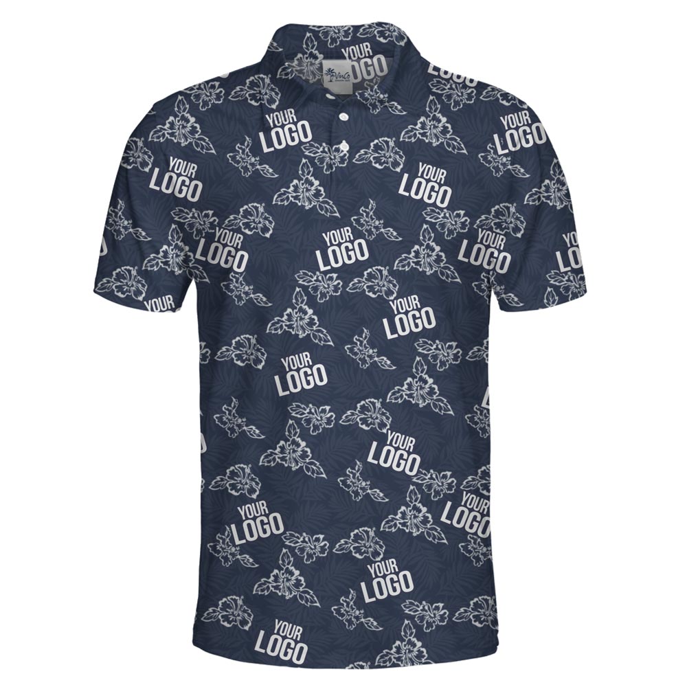 Personalized Floral Collared Polo Shirt With Logo And Color
