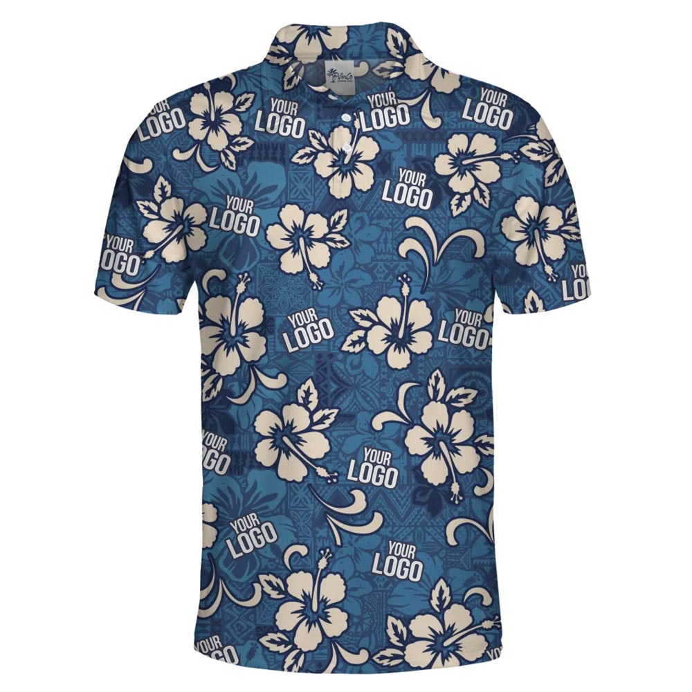 Hibiscus Floral Collared Polo Shirt With Logo And Preview
