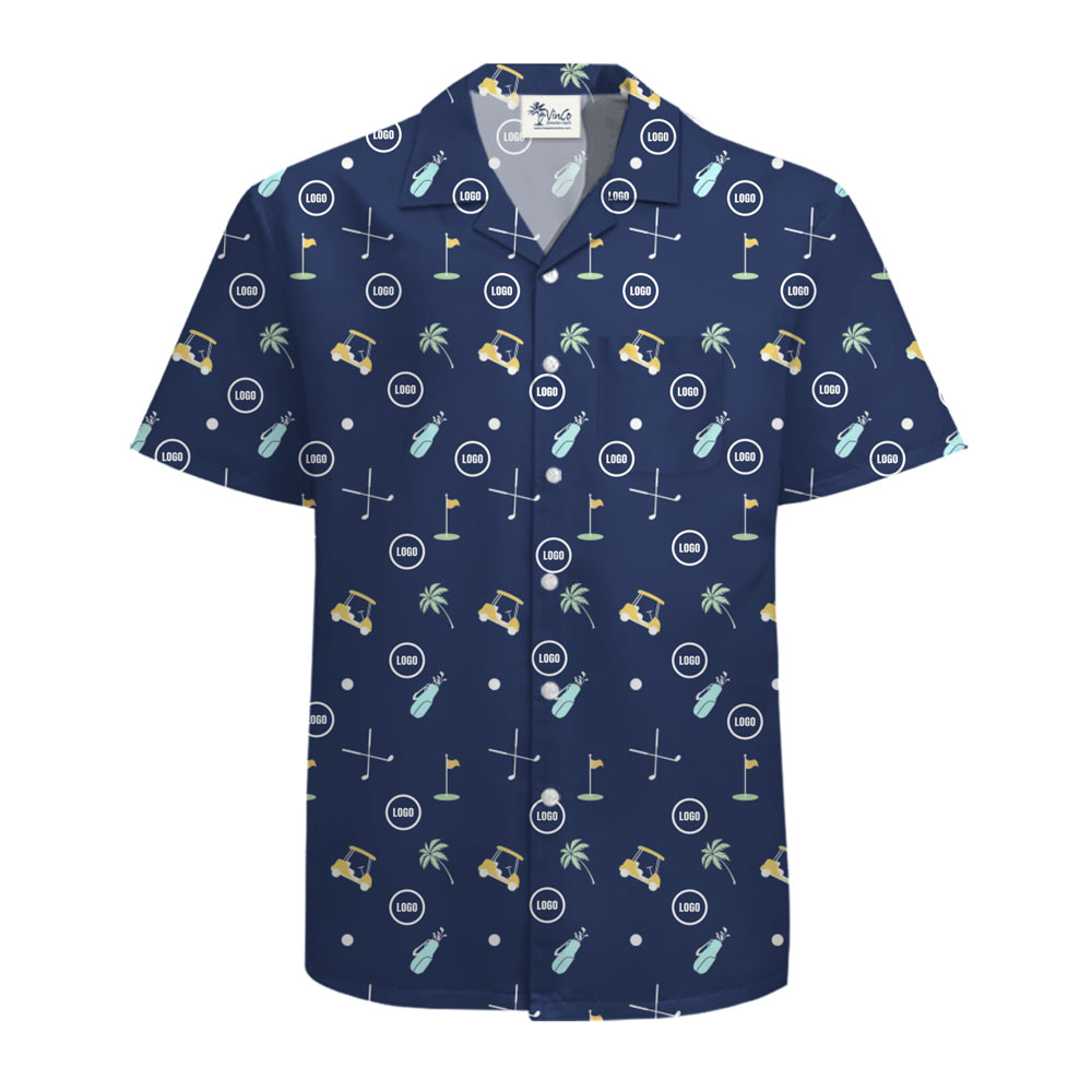 Custom Logo Tropical Golf Hawaiian Shirt With Preview