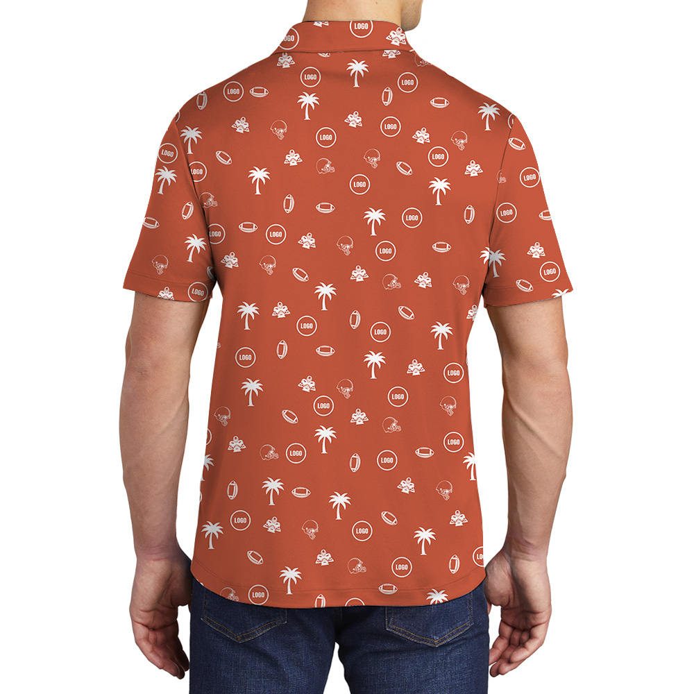 Custom Logo Tropical Baseball Orange Polo Shirt