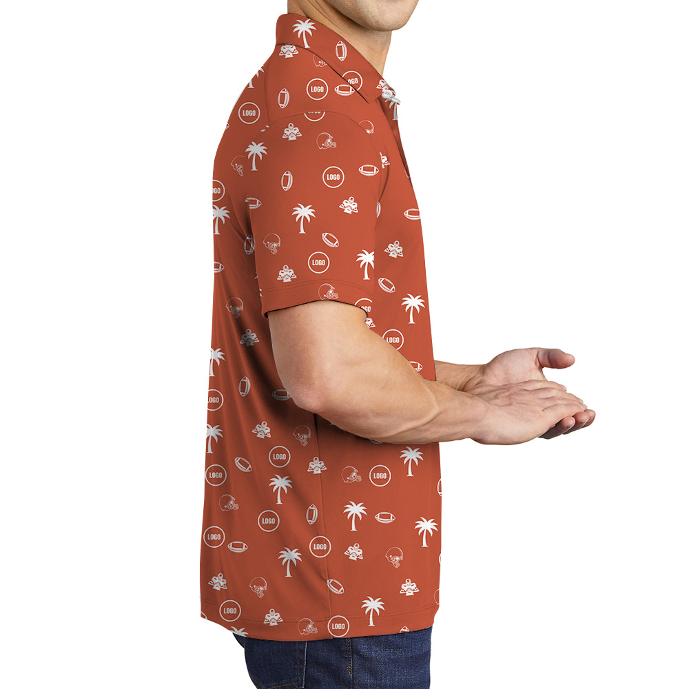 Custom Logo Tropical Baseball Orange Polo Shirt