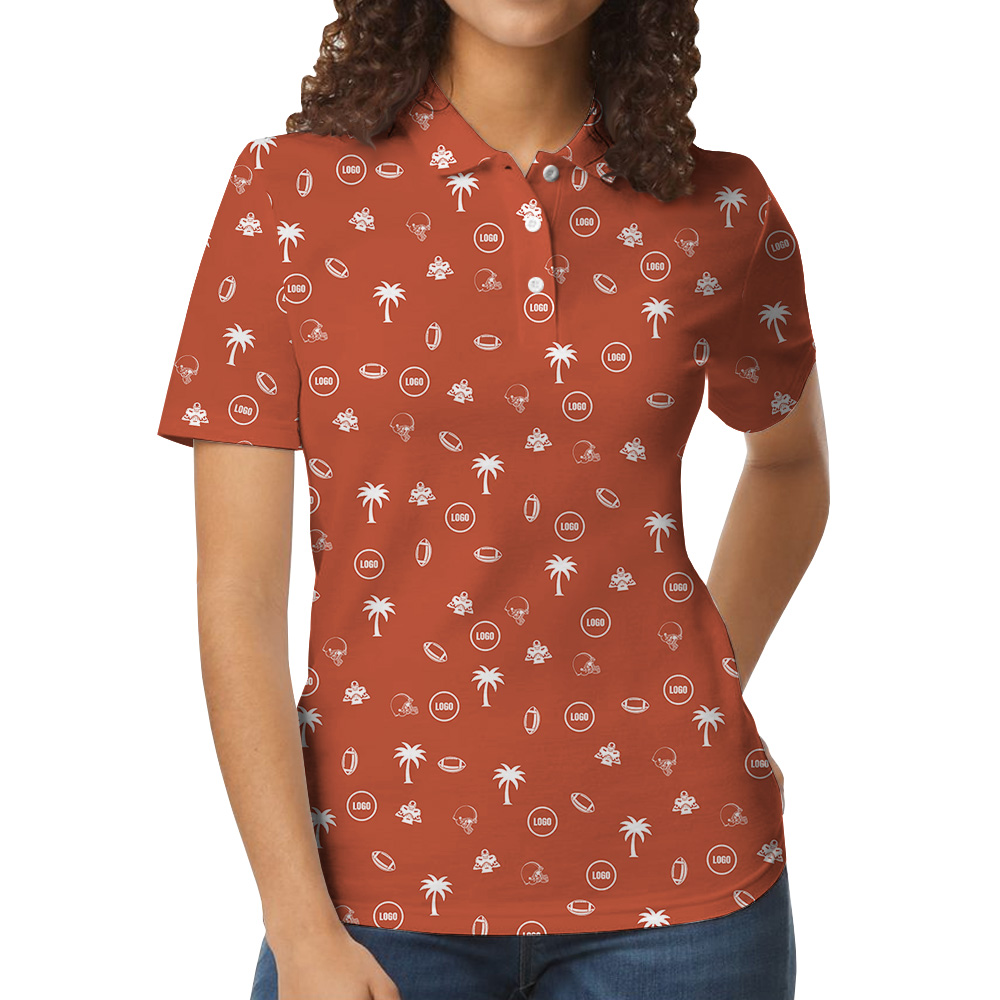 Custom Logo Tropical Baseball Orange Polo Shirt