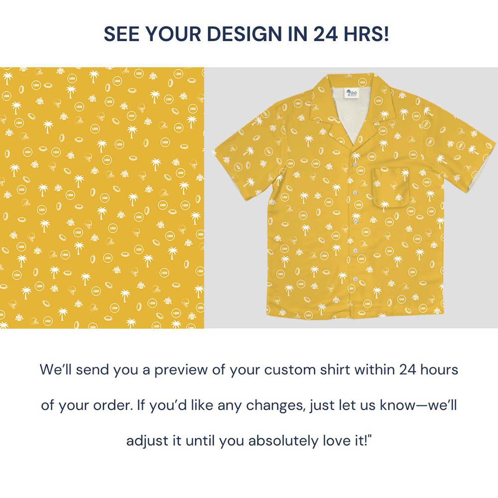 Yellow Custom Logo Baseball Palm Hawaiian Shirt
