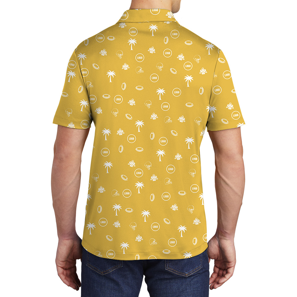 Yellow Custom Logo Baseball Palm Polo Shirt