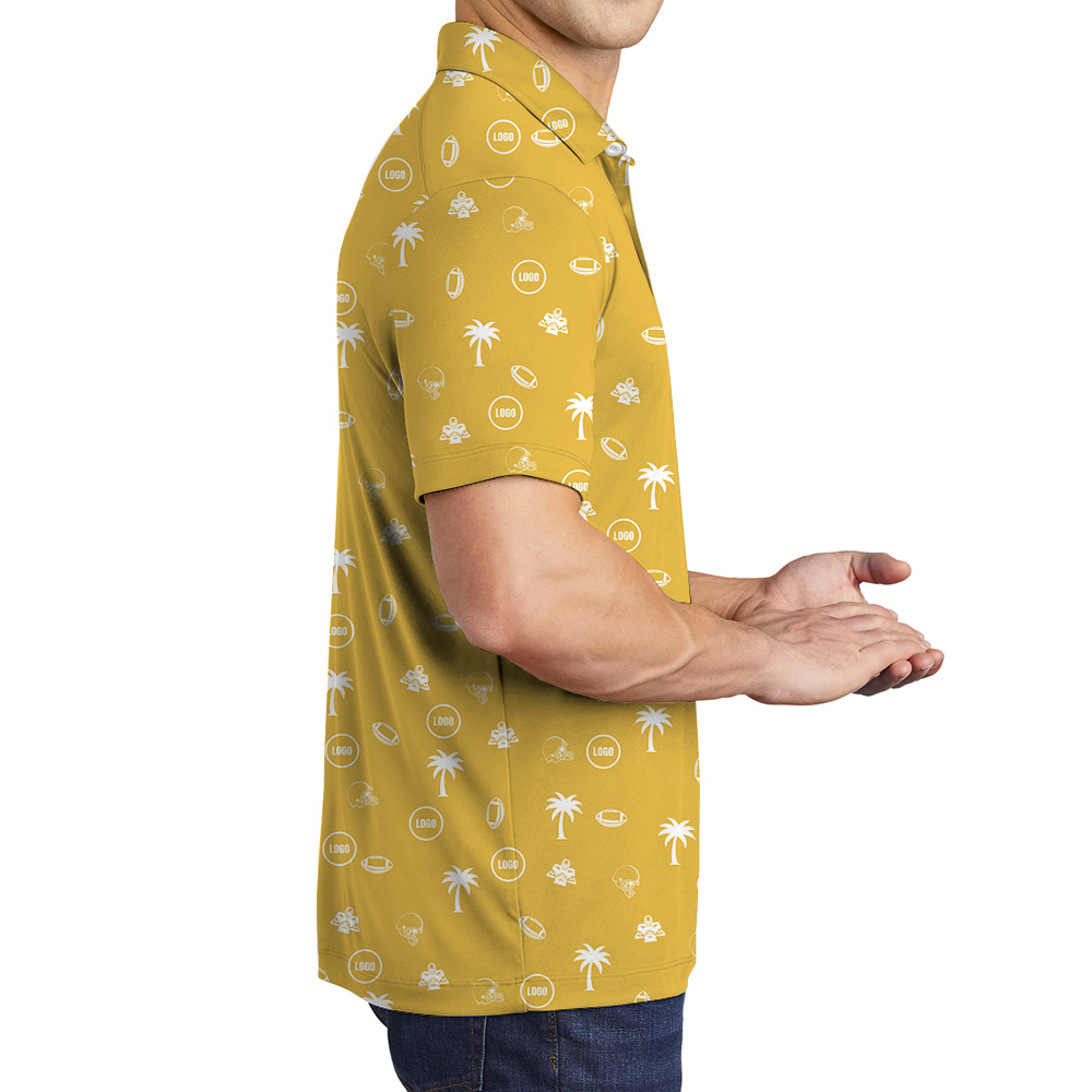 Yellow Custom Logo Baseball Palm Polo Shirt