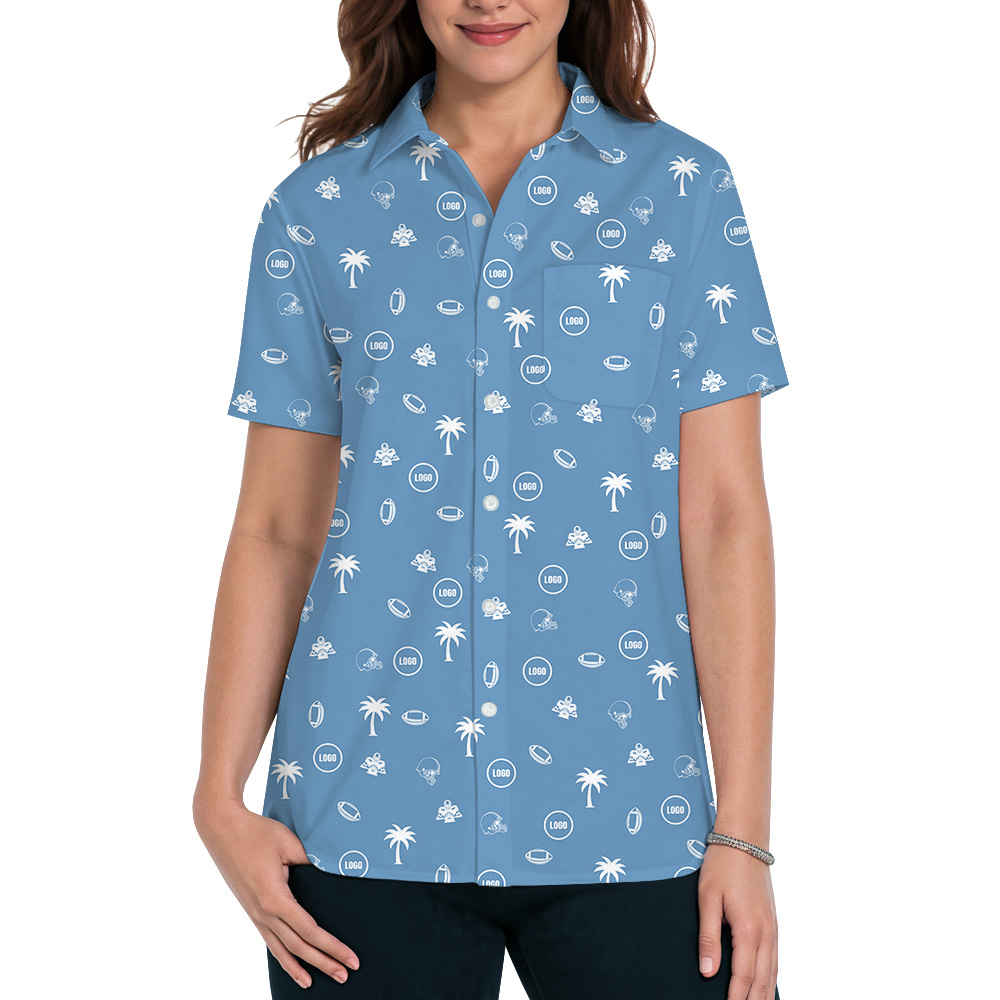 Blue Baseball Hawaiian Shirt With Custom Logo