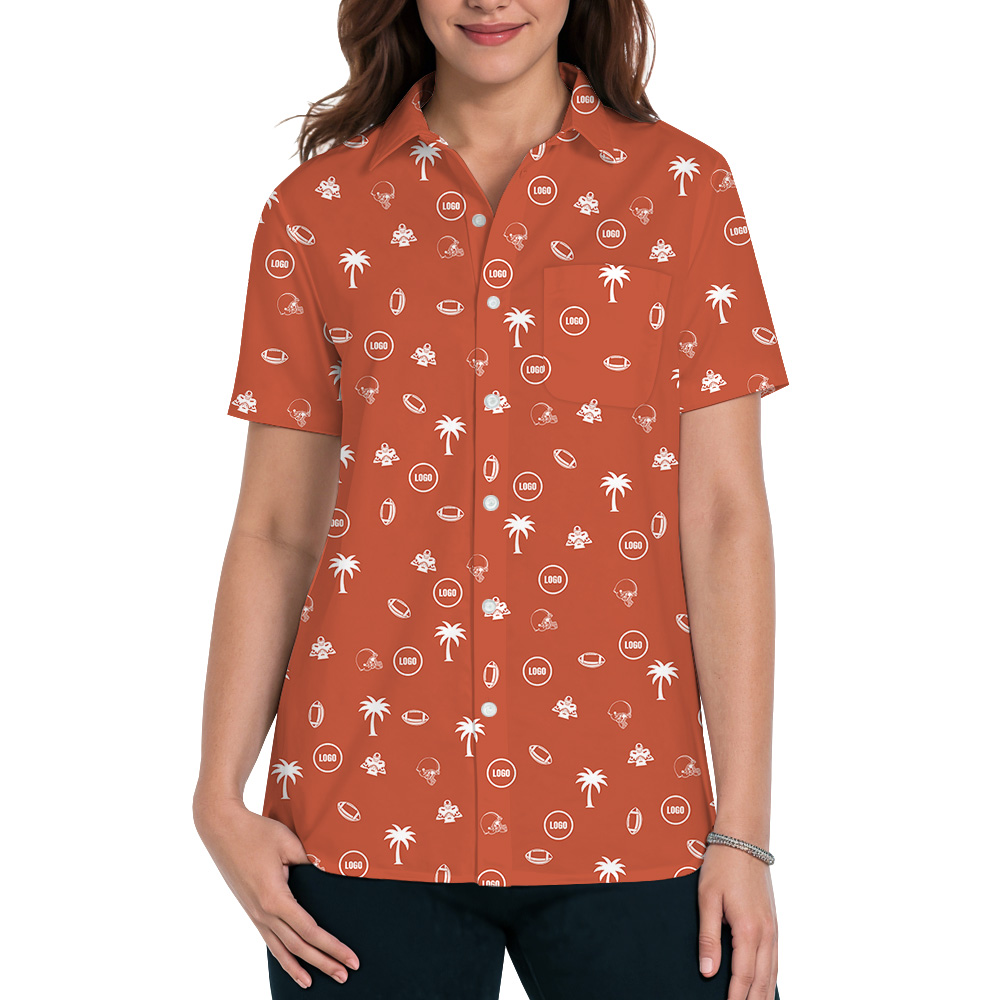 Custom Logo Tropical Baseball Orange Hawaiian Shirt