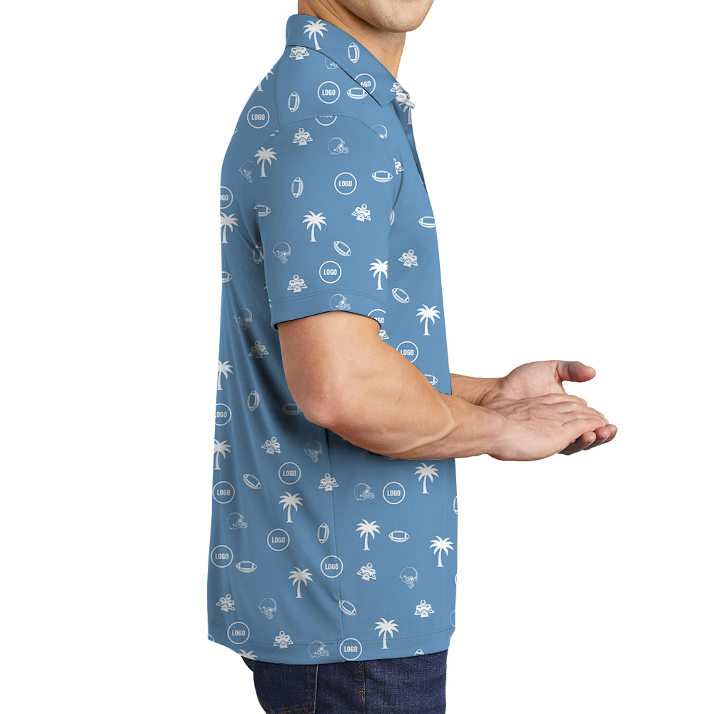 Blue Baseball Polo Shirt With Custom Logo