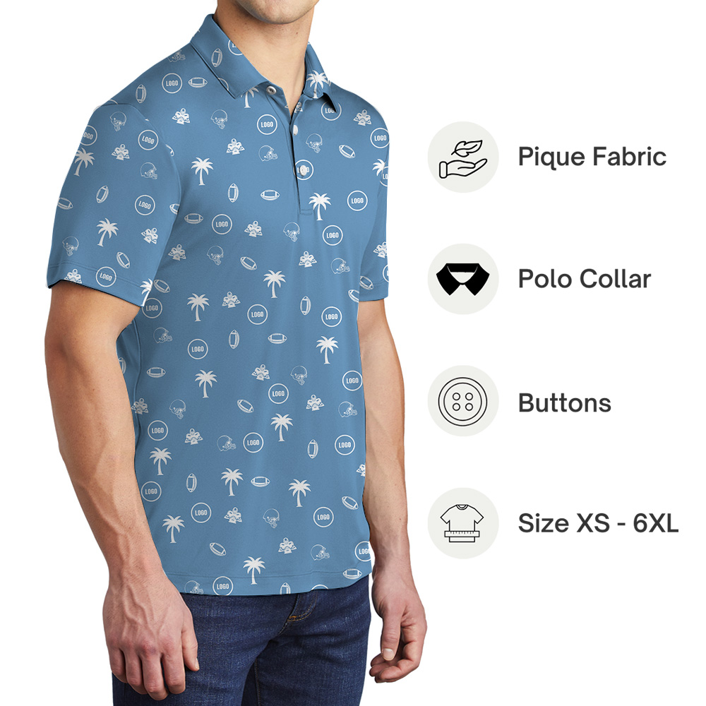 Blue Baseball Polo Shirt With Custom Logo