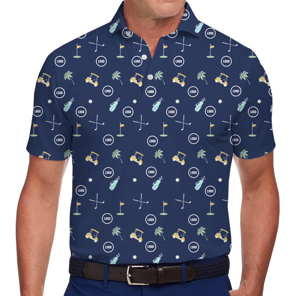 Custom Logo Tropical Golf Collared Shirt With Preview - variant image 1