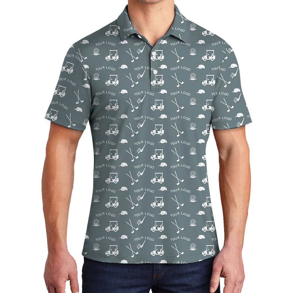 Blue Gray Custom Logo Polo Shirt For Golf - variant image 1