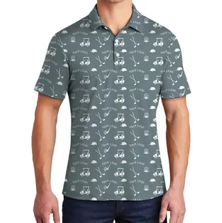 Blue Gray Custom Logo Polo Shirt For Golf