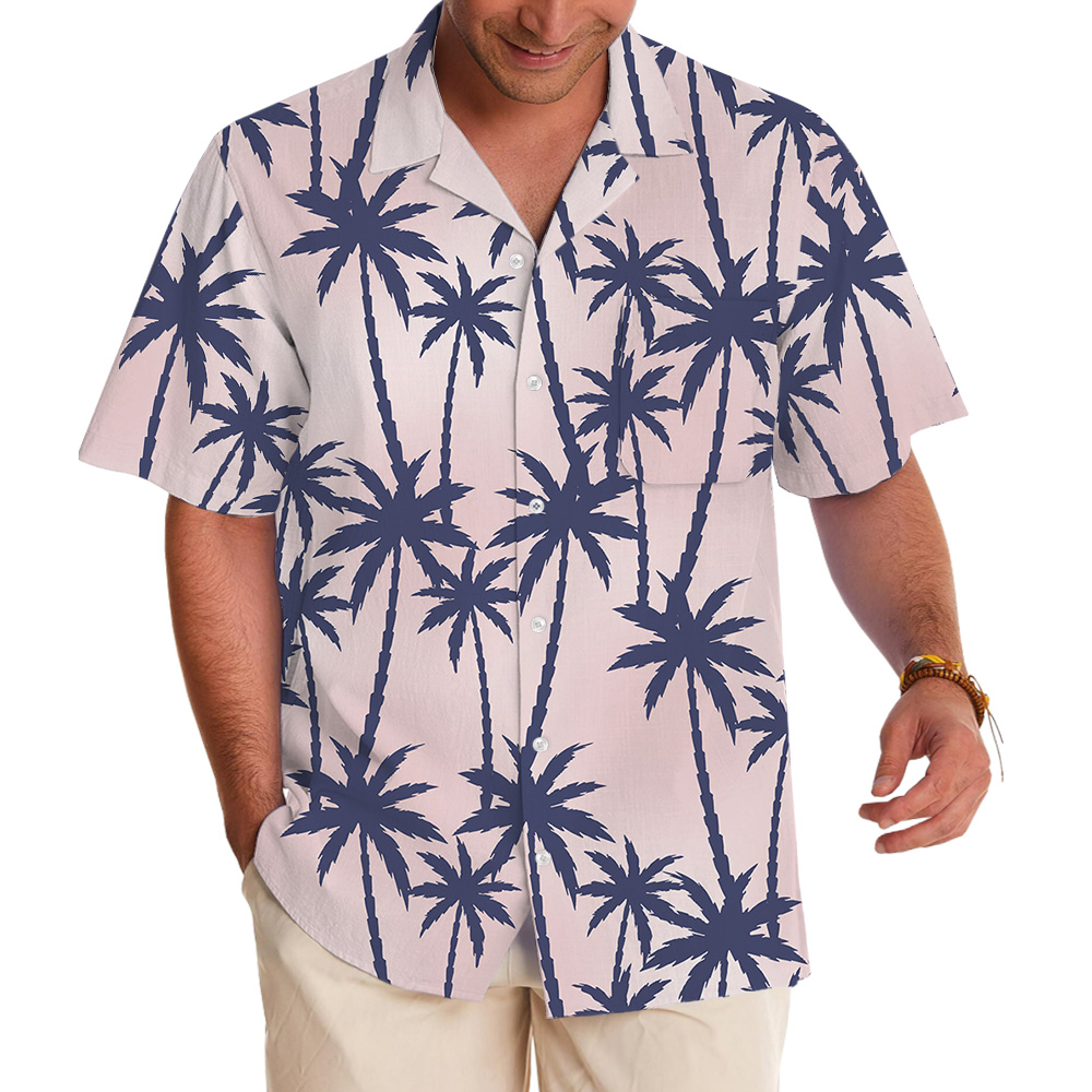 Island Palm Seamless Pattern Pink Hawaiian Shirt - variant image 1