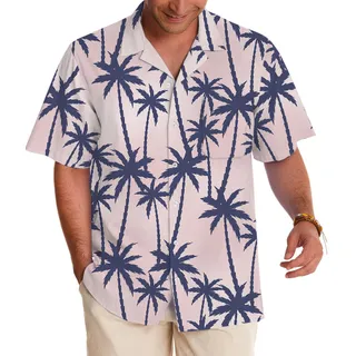 Island Palm Seamless Pattern Pink Hawaiian Shirt