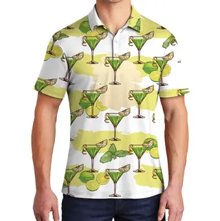 Polo Shirt With Summer Cocktail Print