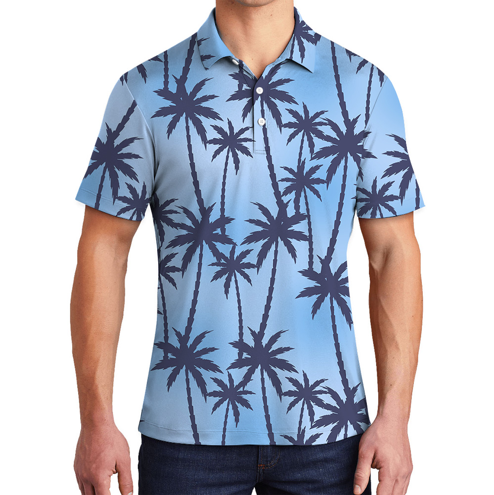 Blue Hawaiian Summer Design Polo Shirt - variant image 1