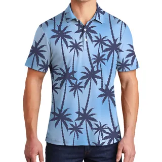 Blue Hawaiian Summer Design Polo Shirt