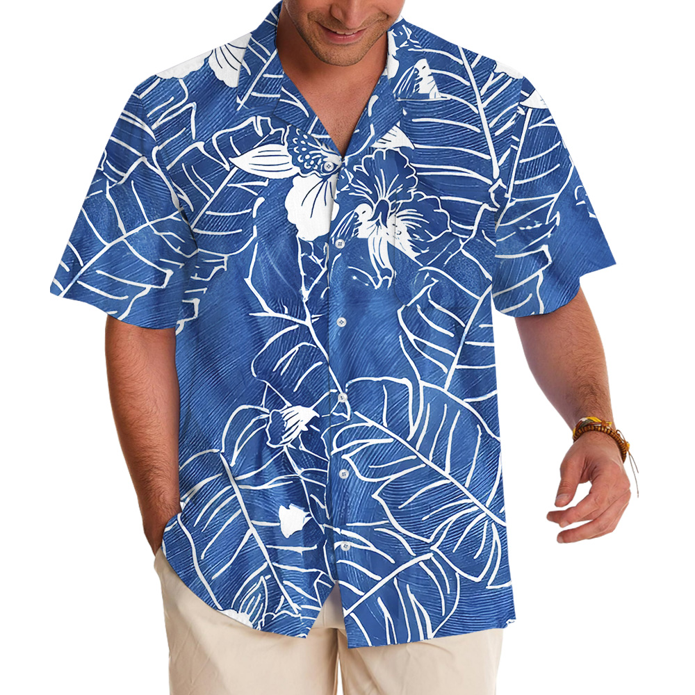 Ocean Background Banana Leaf Orchid Hawaiian Shirt - variant image 1