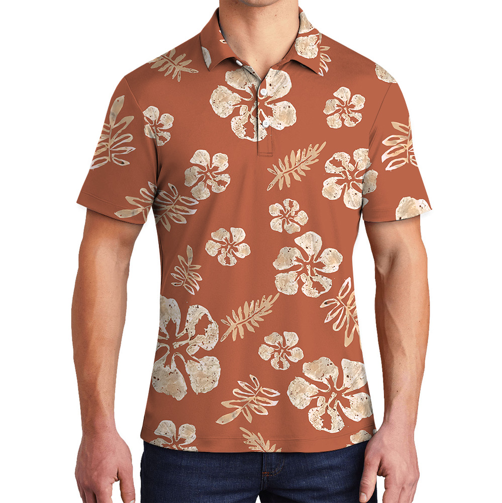 Premium Orange Polo Shirt Tropical Vibe - variant image 1