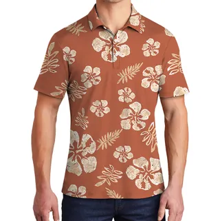Premium Orange Polo Shirt Tropical Vibe