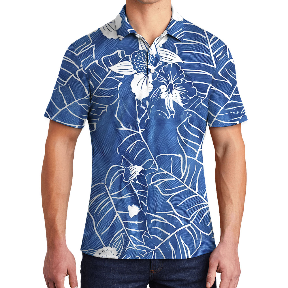 Ocean Background Banana Leaf Orchid Polo Shirt - variant image 1