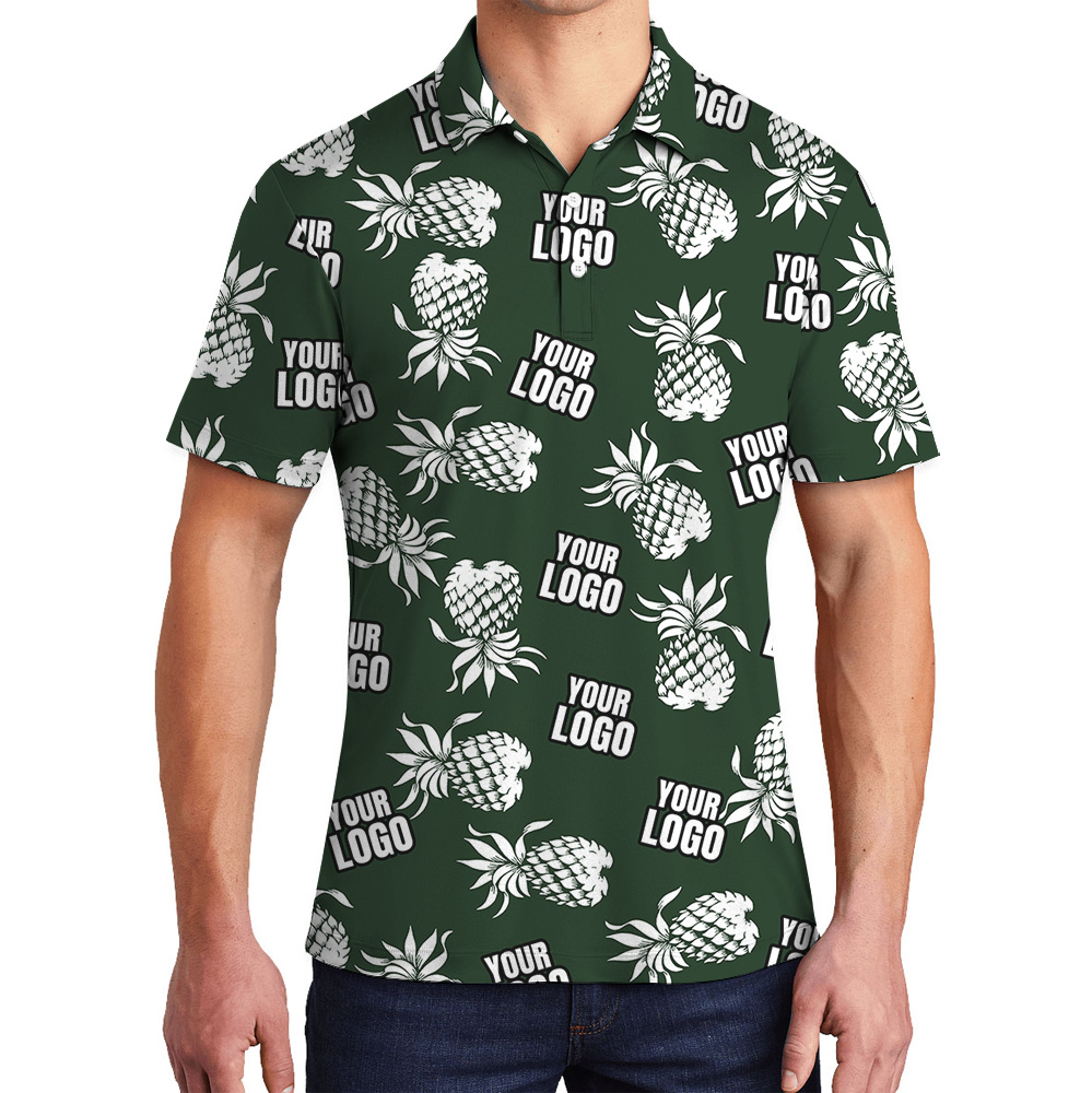 Green Tropical Pineapple Polo Shirt With Custom Logo - variant image 1