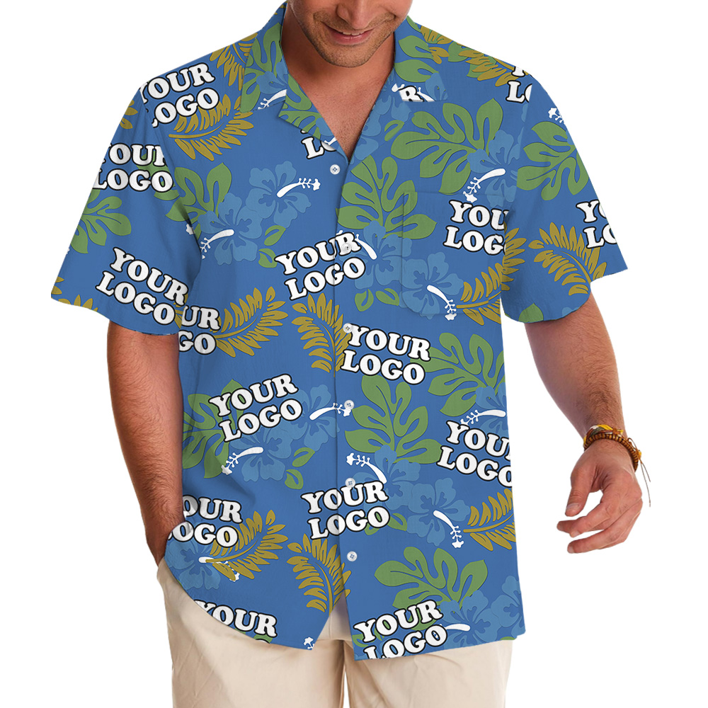 Tropical Jungle Theme Pattern Custom Logo Hawaiian Shirt - variant image 1
