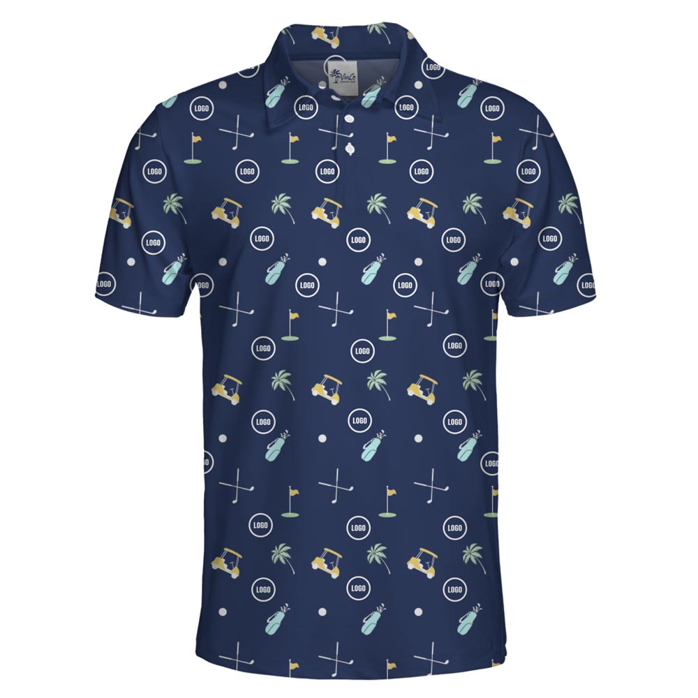 Custom Logo Tropical Golf Collared Shirt With Preview