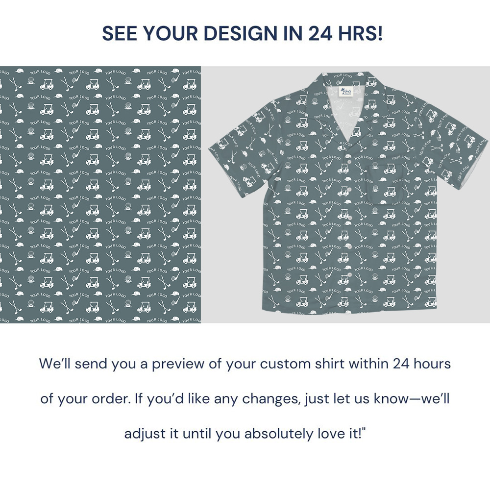 Blue Gray Custom Logo Hawaiian Shirt For Golf