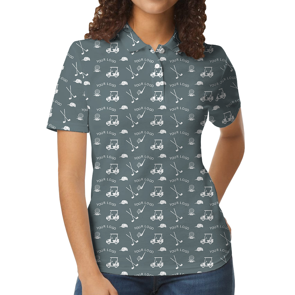 Blue Gray Custom Logo Polo Shirt For Golf