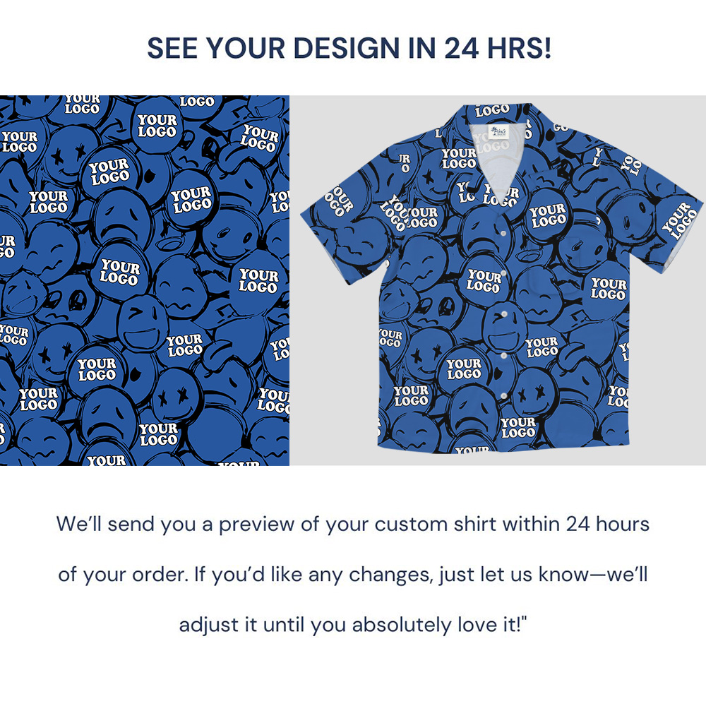 Navy Emoticon Design Custom Logo Hawaiian Shirt