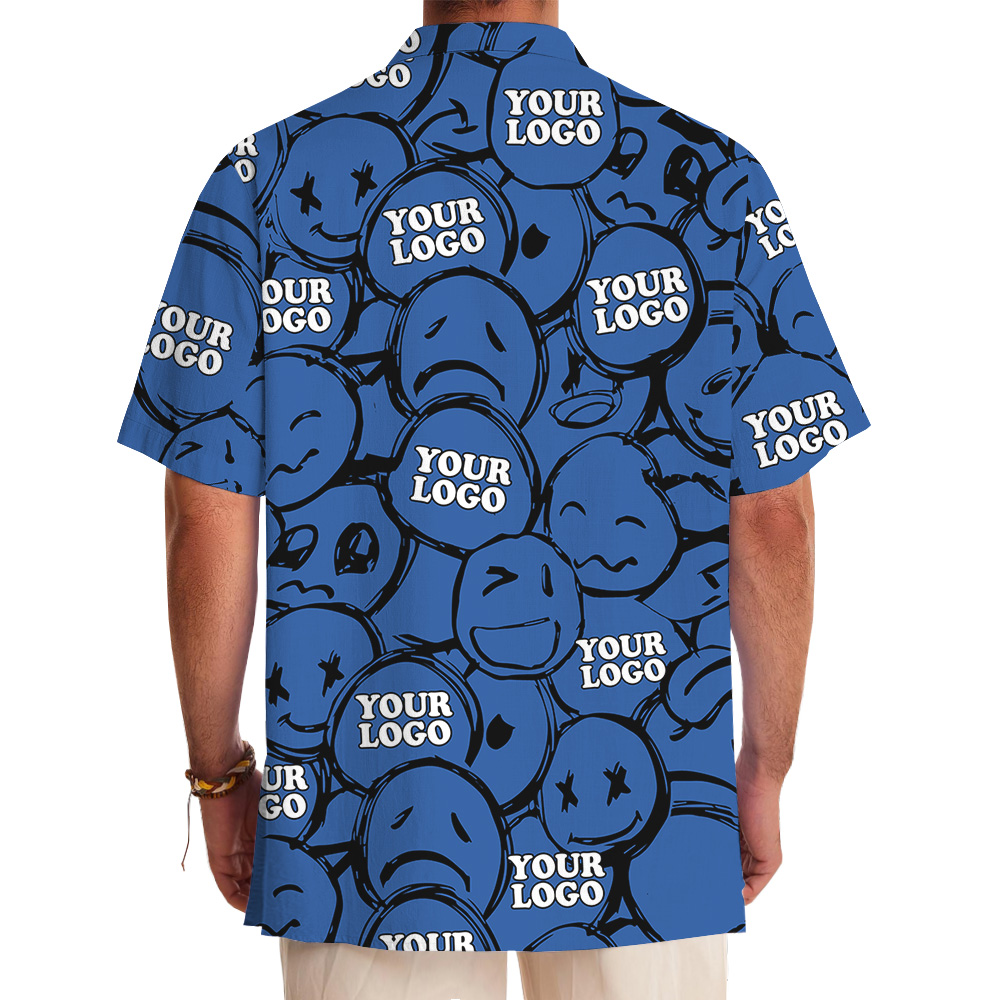 Navy Emoticon Design Custom Logo Hawaiian Shirt