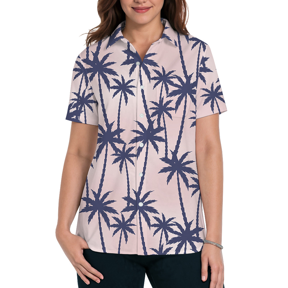 Island Palm Seamless Pattern Pink Hawaiian Shirt