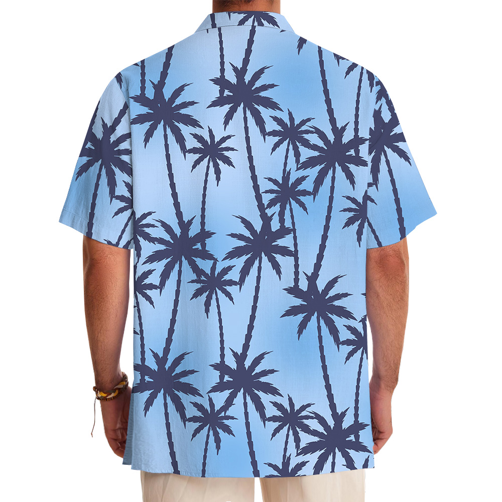 Blue Island Palm Seamless Pattern Hawaiian Shirt