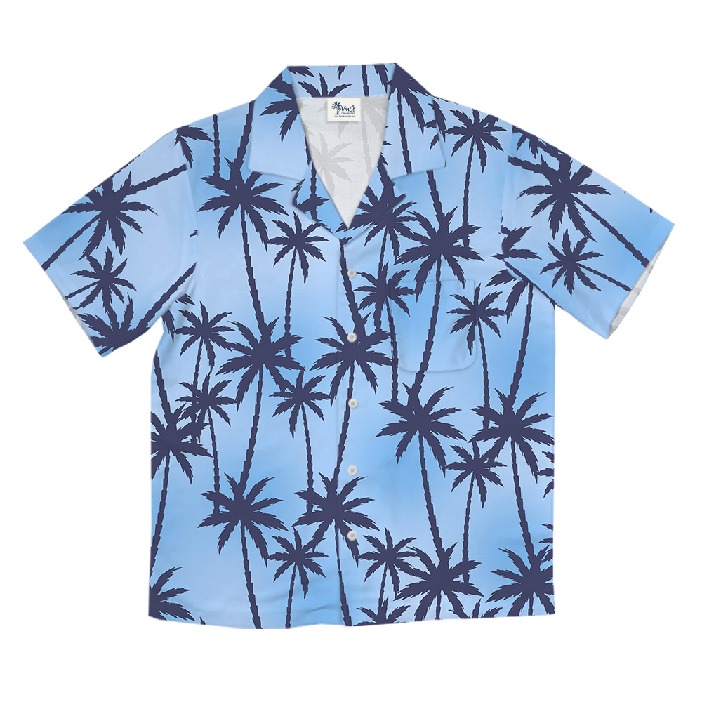 Blue Island Palm Seamless Pattern Hawaiian Shirt
