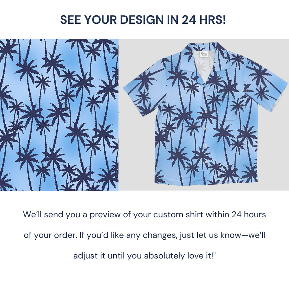 Blue Island Palm Seamless Pattern Hawaiian Shirt