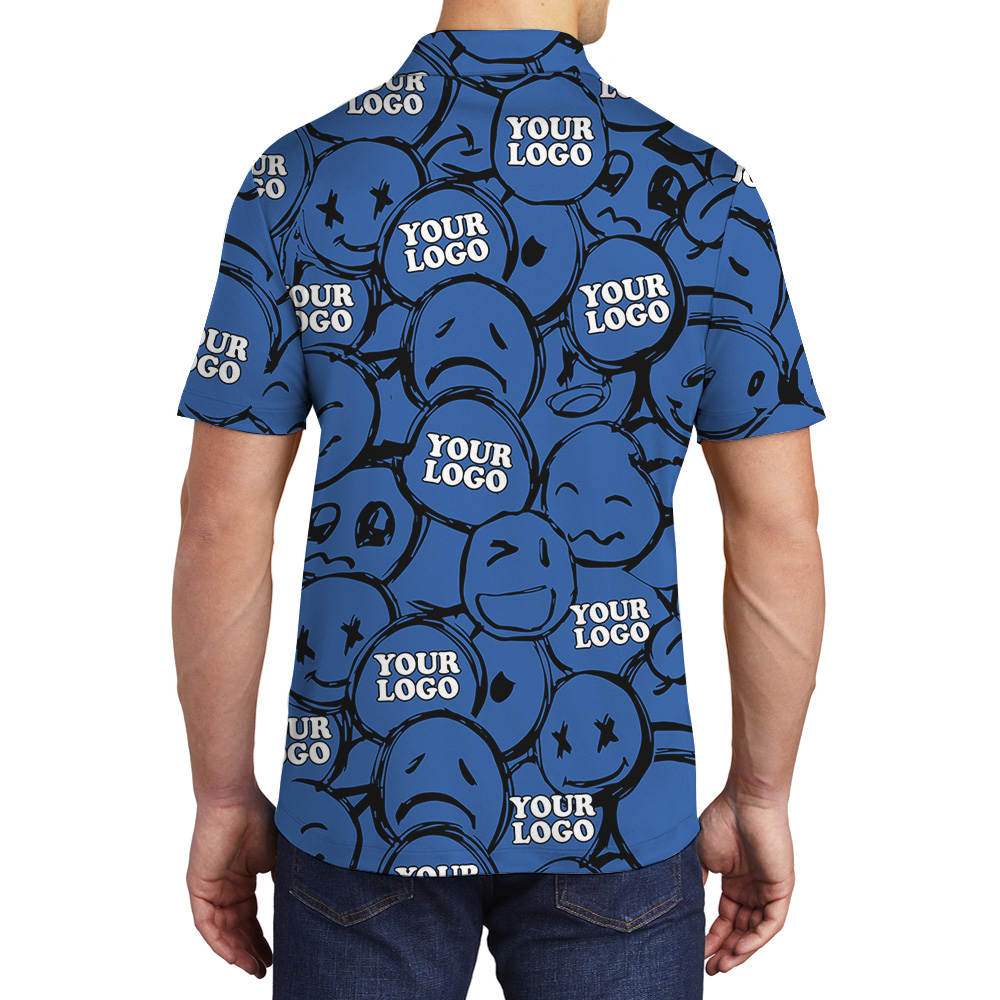 Navy Emoticon Design Custom Logo Polo Shirt