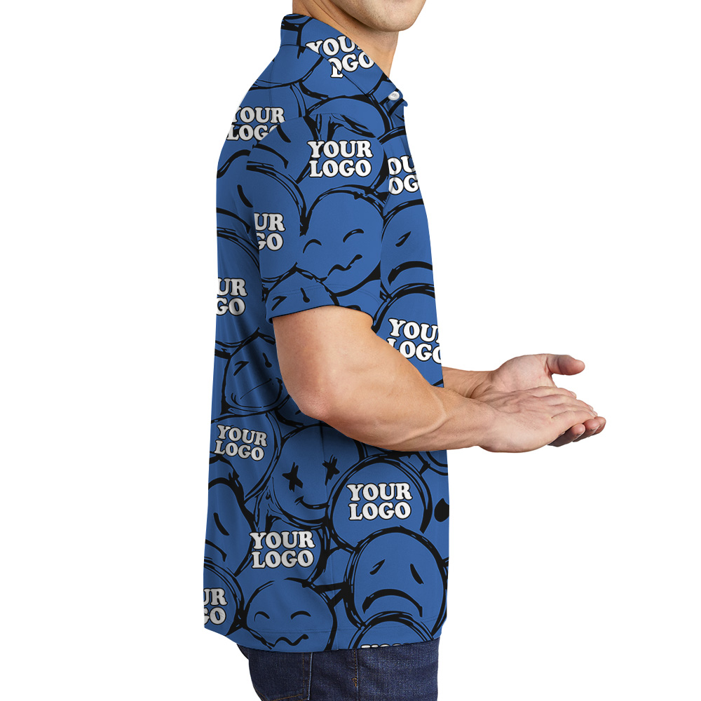 Navy Emoticon Design Custom Logo Polo Shirt