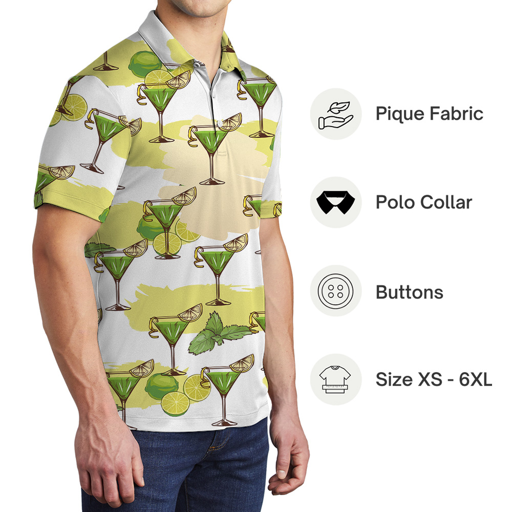 Polo Shirt With Summer Cocktail Print